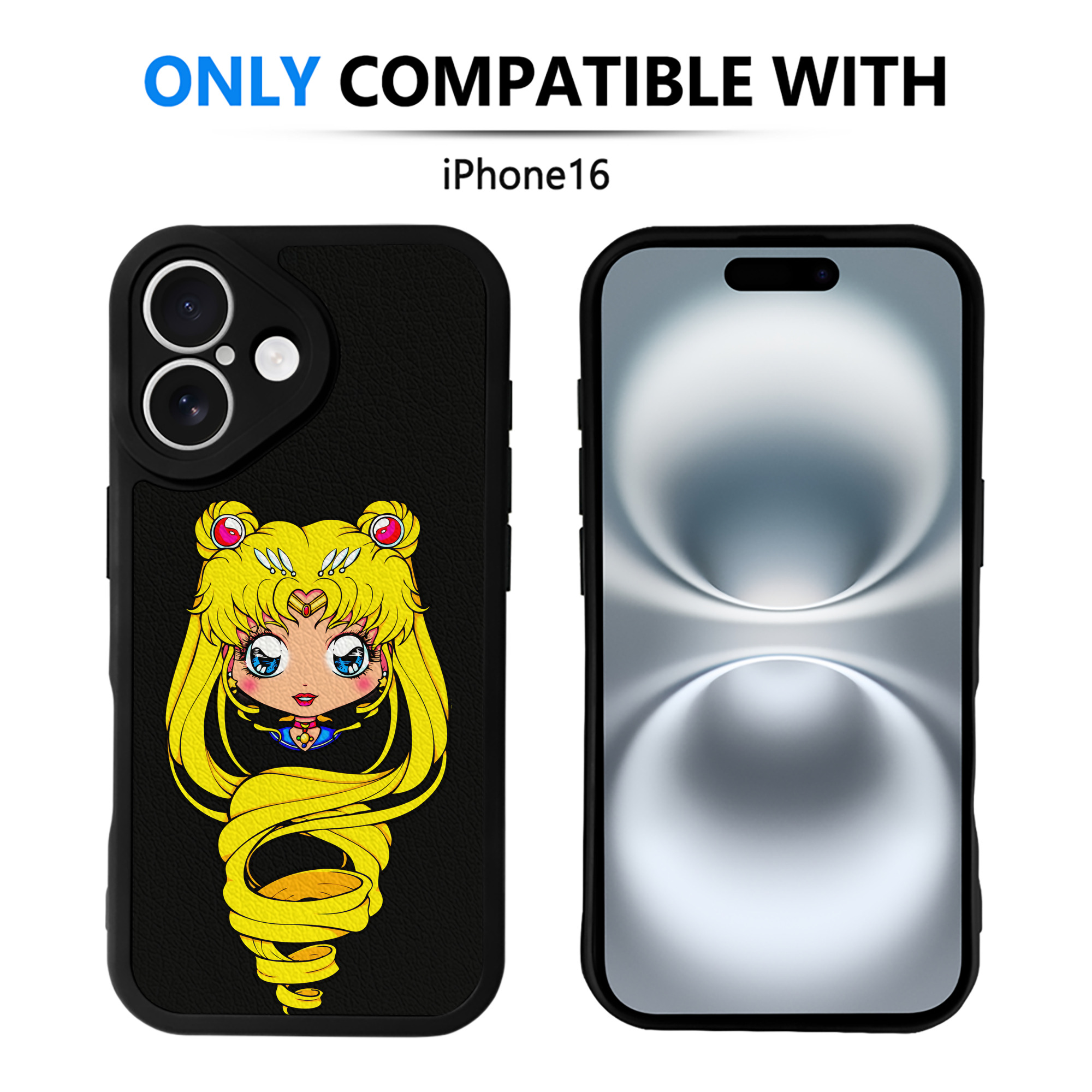 （画像用） 美少女戦士セーラームーン 月野 うさぎ つきの うさぎ Sailor Moon Tsukino Usagi 【iPhone 16シリーズ対応】シリコンスマホケース（レザー調） 材質：シリコン